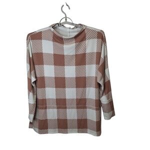 Maurices Womens Check Tunic Top 2XL Cream And Tan Combo Very Soft Drape Neck